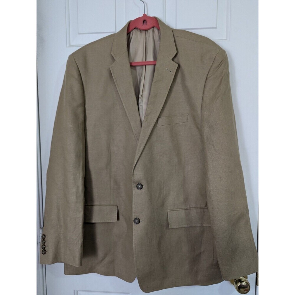 Baird McNutt Mens XL Murano Blazer Jacket Beige Linen Sports Coat 2 Button